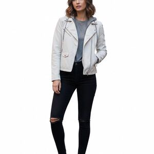 ✨ NWT rue21 White Faux Leather Hooded Moto Jacket - Size M